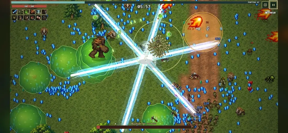 Arcane Survivor: el héroe rodeado por una horda junto a un jefe final